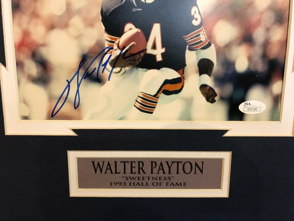 walter payton signed jersey framed