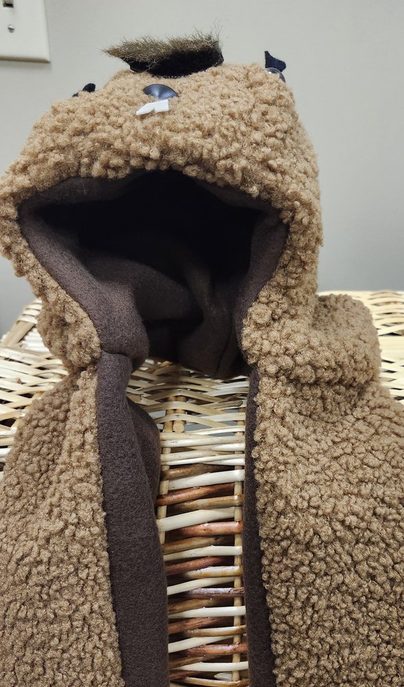 Adult Groundhog Hood-n-Mittens- Image a