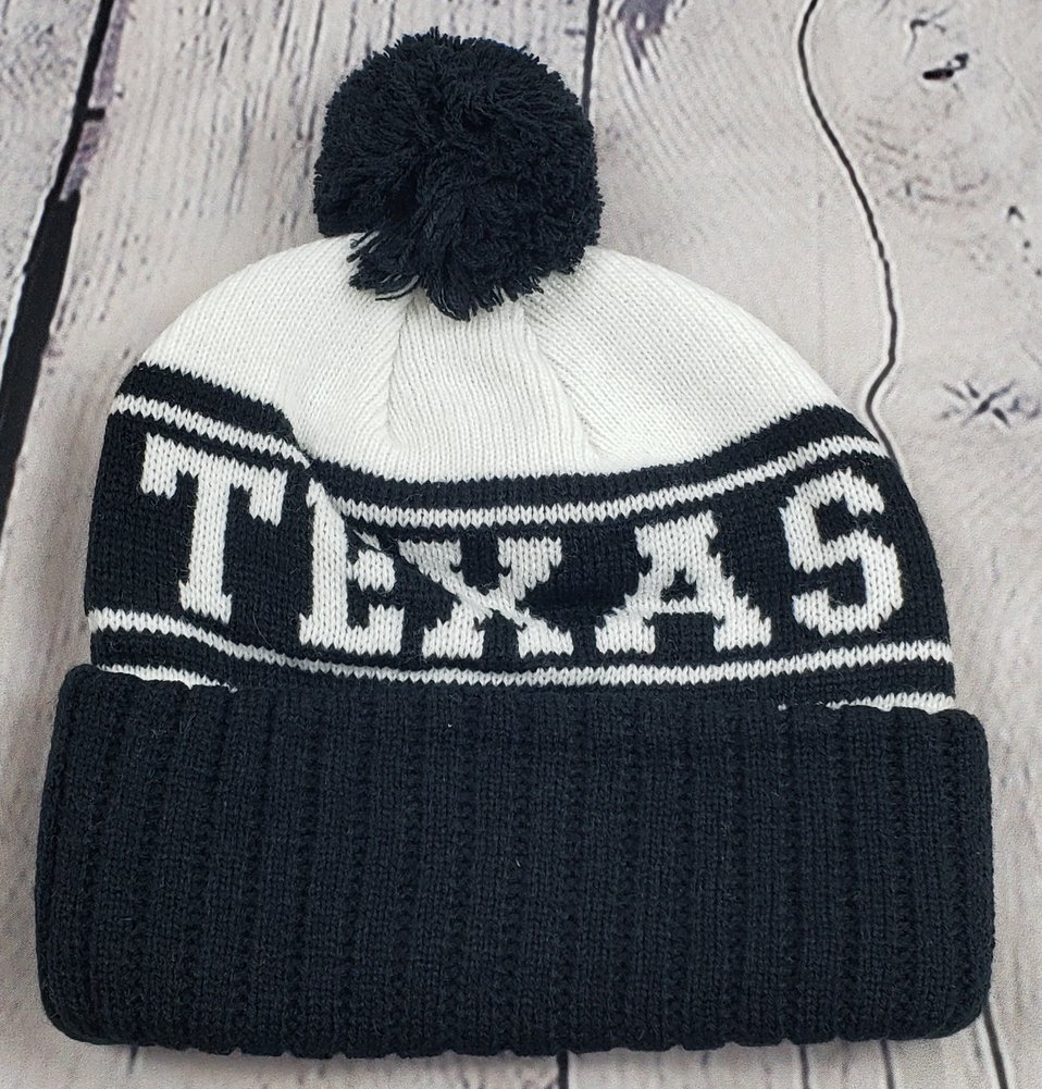 UT Longhorns Winter Pom-pom Texas Beanie Hat Black Image a