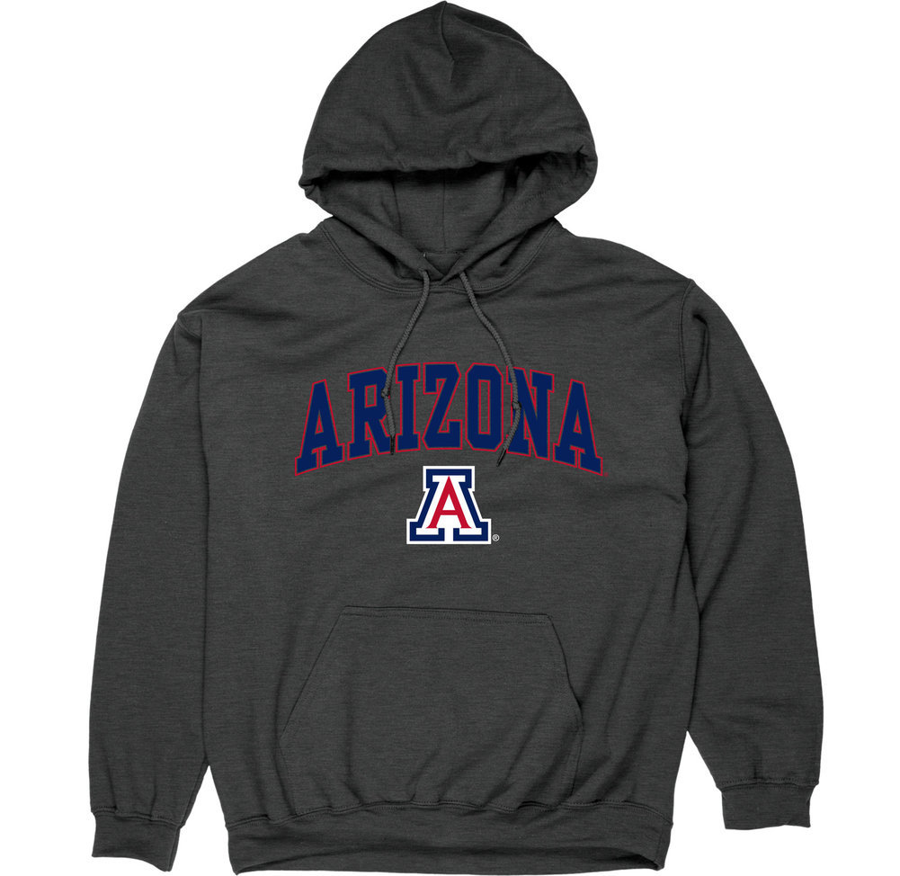 Arizona Wildcats Hooded Sweatshirt Varsity Charcoal Arch Over APC02969704*
