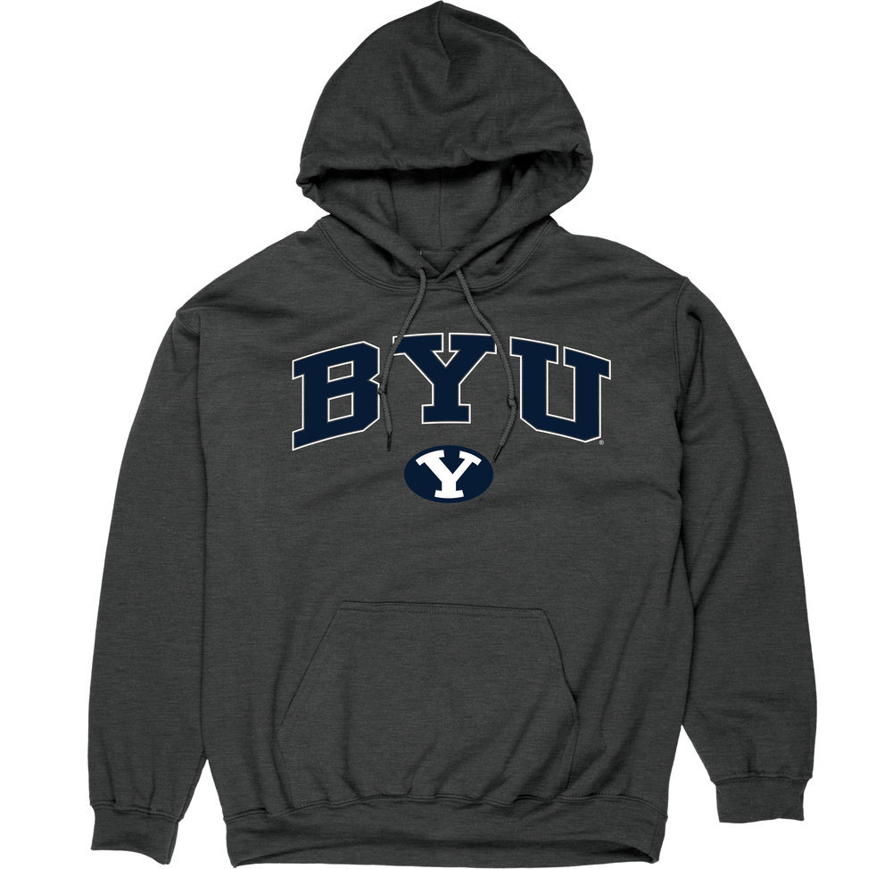 BYU Cougars Hooded Sweatshirt Varsity Charcoal Arch Over APC02960954*