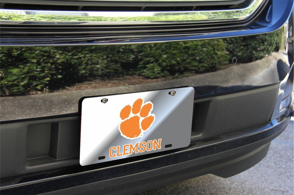 Clemson Tigers License Plate Silver Image a