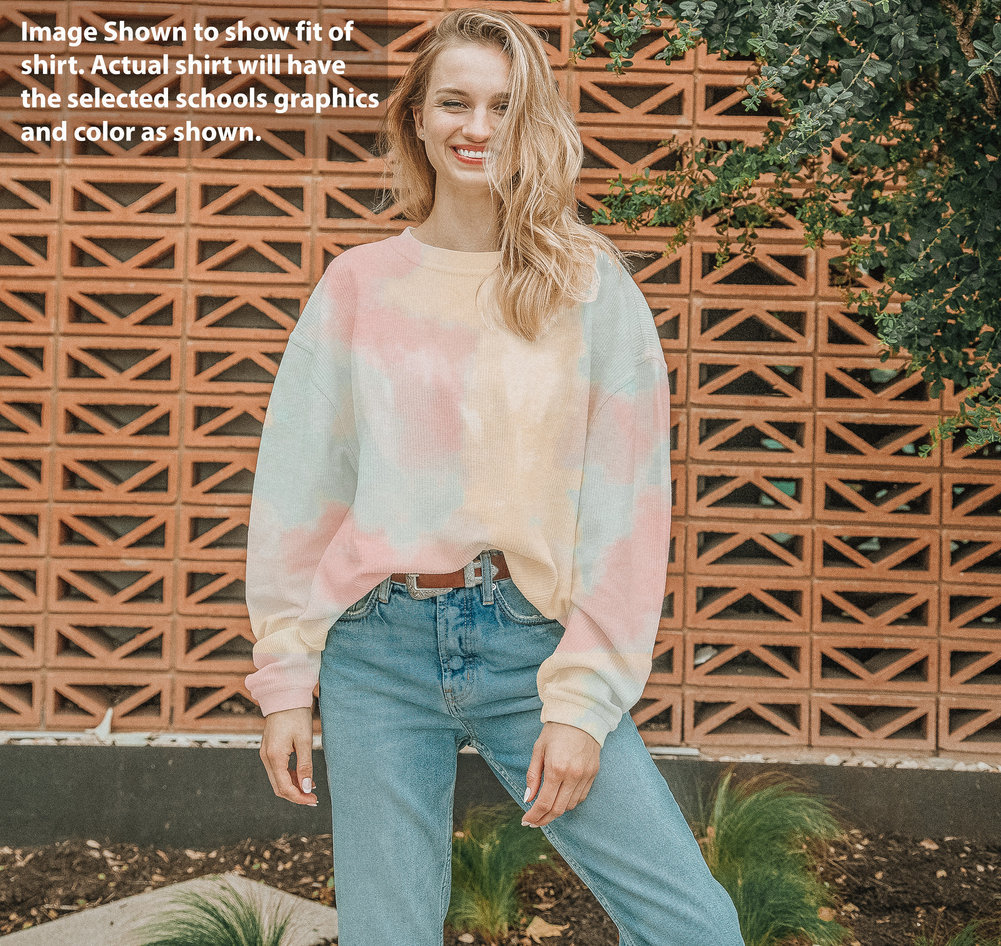 Tie dye top corded crewneck