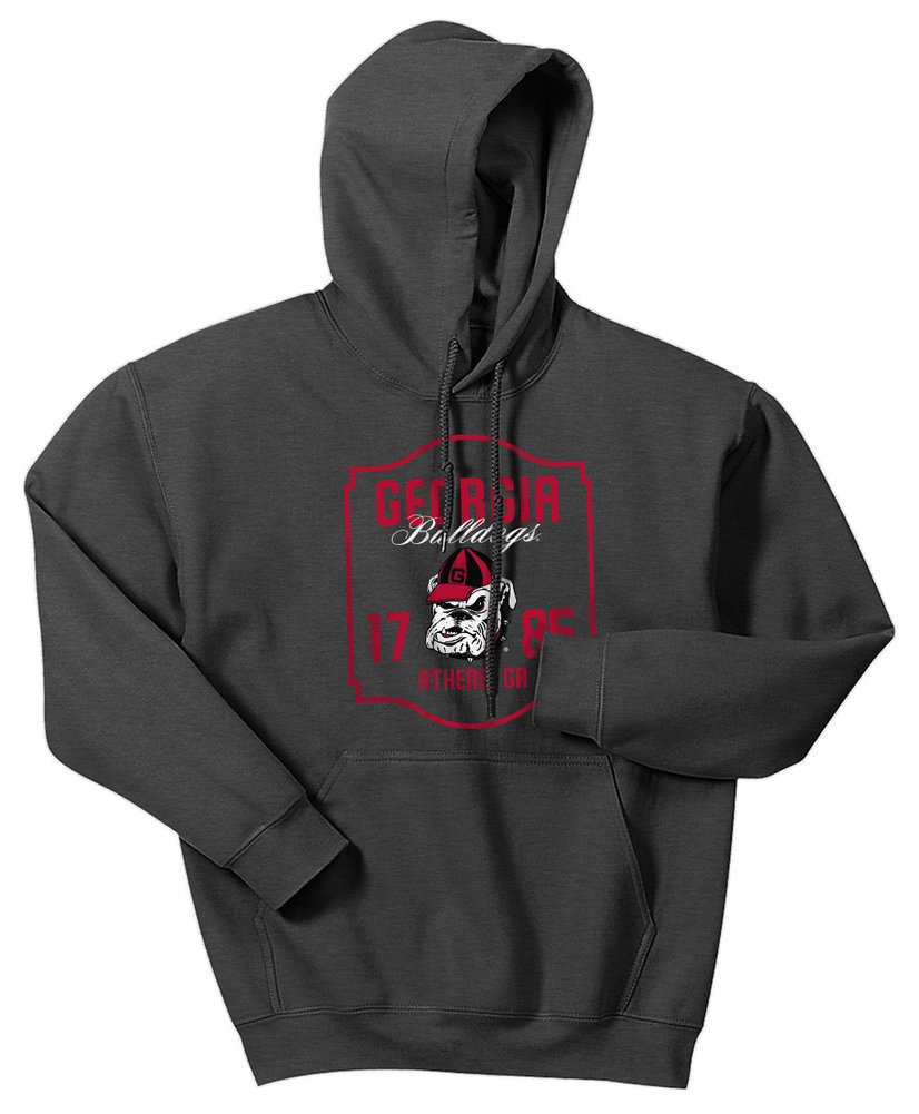 Georgia Bulldogs Hooded Sweatshirt Varsity Charcoal Team Image a