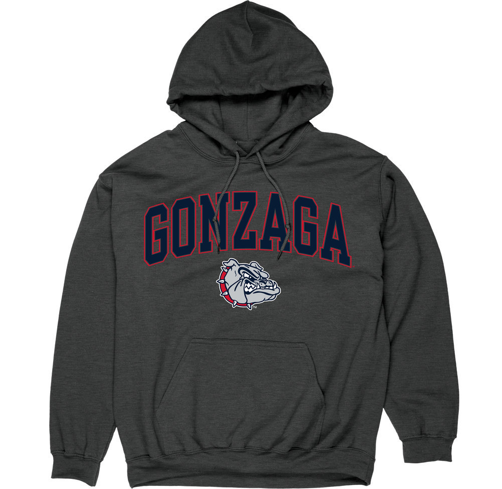 Gonzaga Bulldogs Hoodie Sweatshirt Varsity Charcoal Arch Over APC03094924*