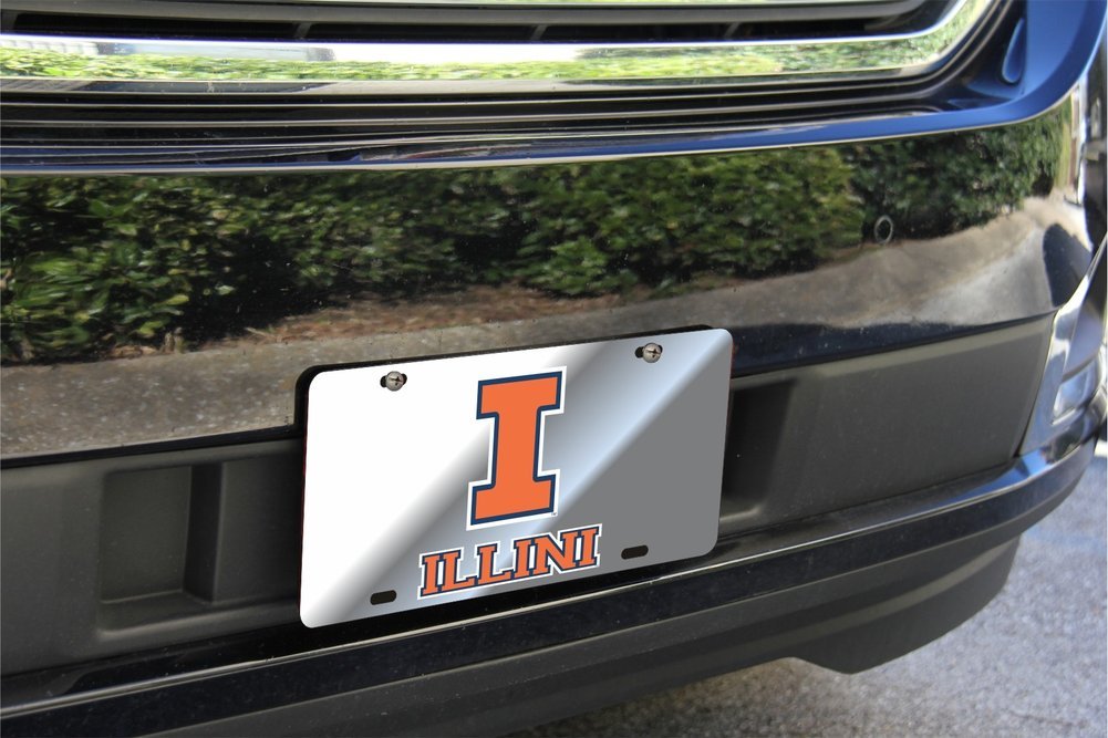 Illinois Fighting Illini License Plate Silver Image a