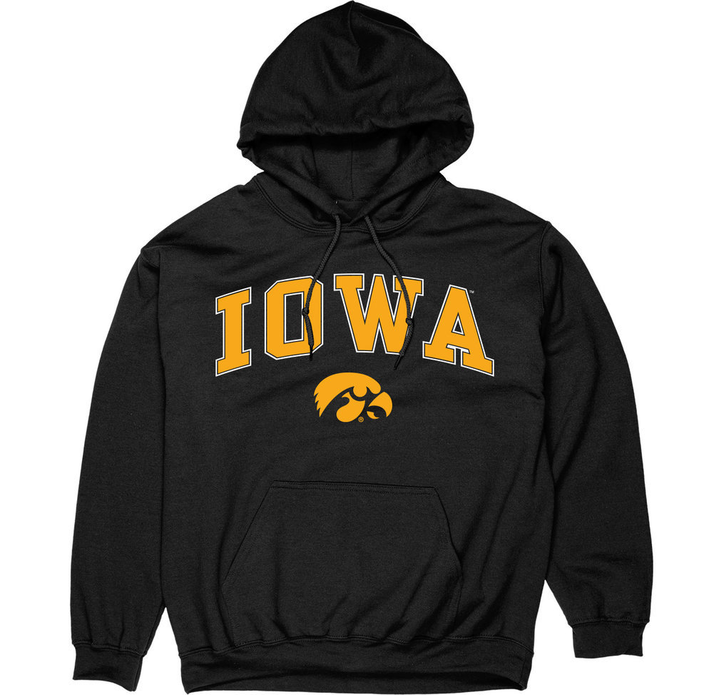 Iowa Hawkeyes Hooded Sweatshirt Varsity Black Arch Over APC02969395*