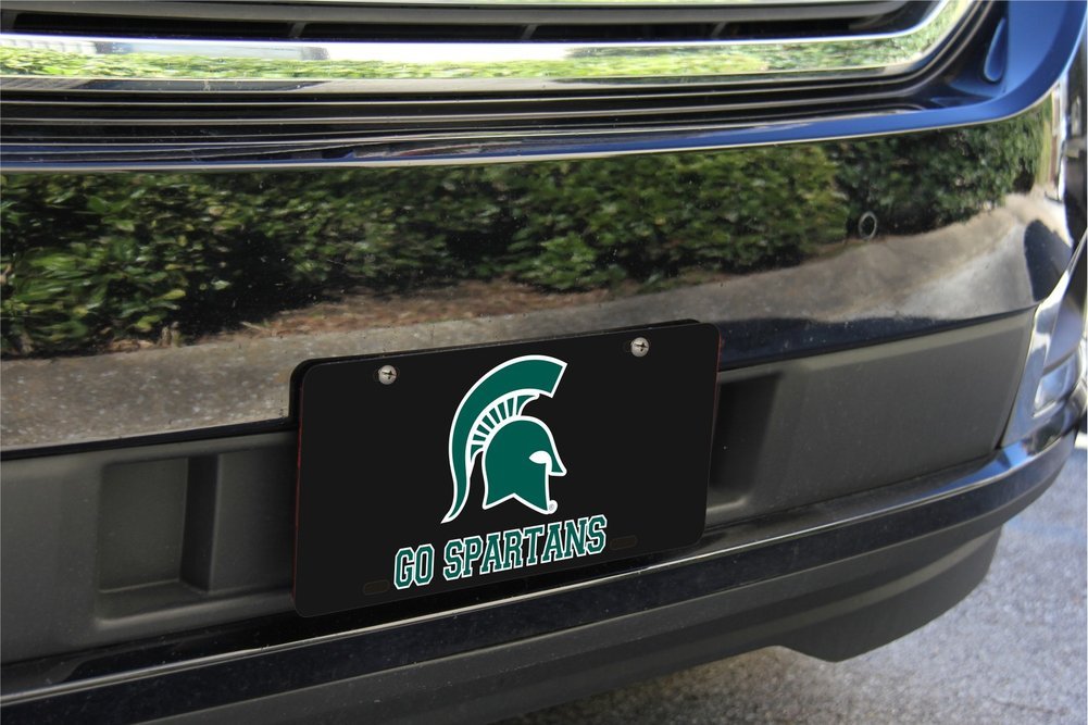 Michigan State Spartans License Plate Black Image a