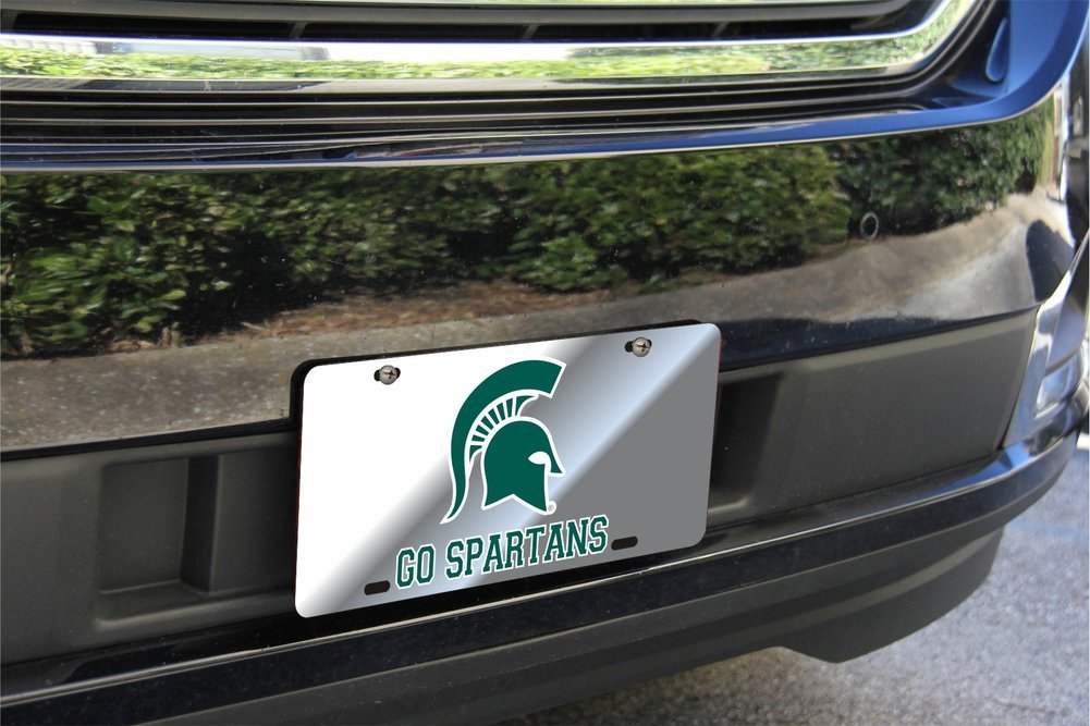 Michigan State Spartans License Plate Silver Image a