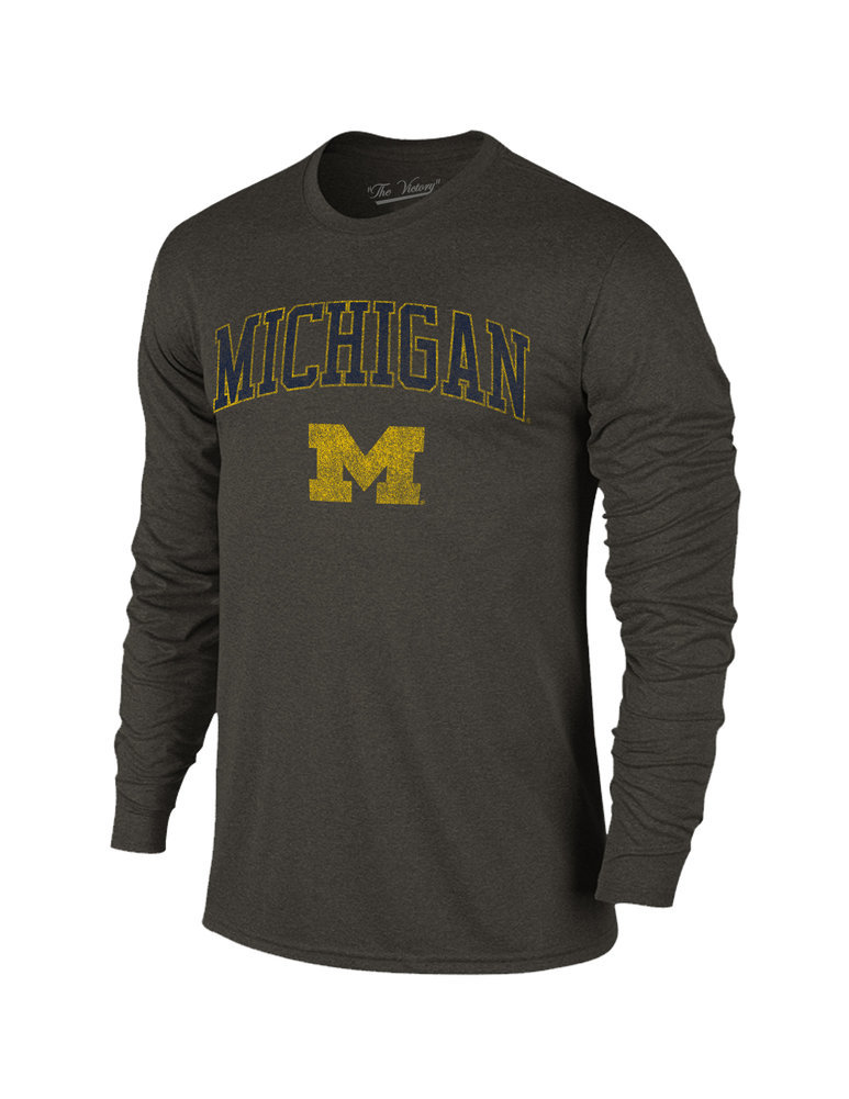 Michigan Wolverines Vintage Long Sleeve Tshirt Charcoal Victory TV402 ...
