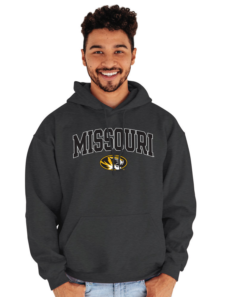 Missouri Tigers Hooded Sweatshirt Varsity Charcoal Arch Over Image a
