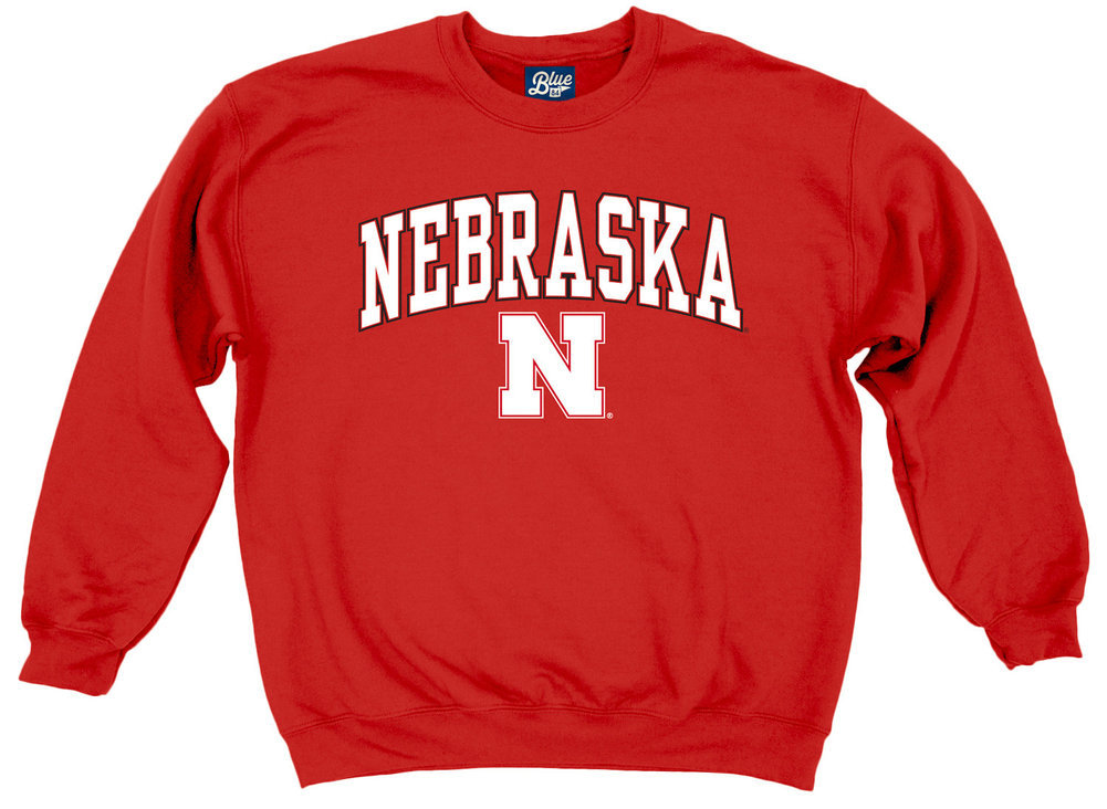 Nebraska Cornhuskers Crewneck Sweatshirt Varsity Red Arch Over APC02886088*