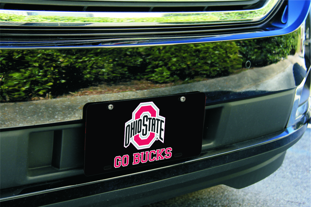 Ohio State Buckeyes License Plate Black Image a
