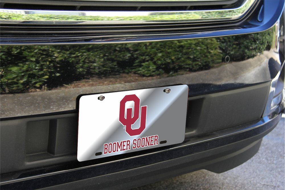 Oklahoma Sooners License Plate Silver Image a