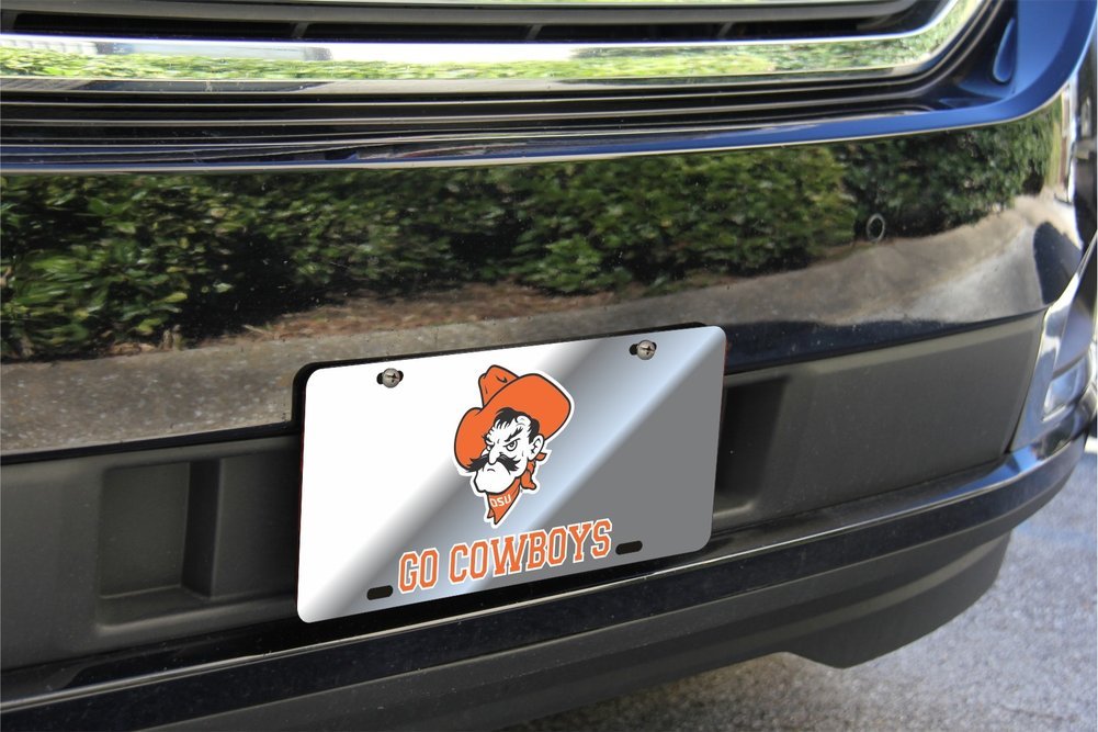 Oklahoma State Cowboys License Plate Silver Image a