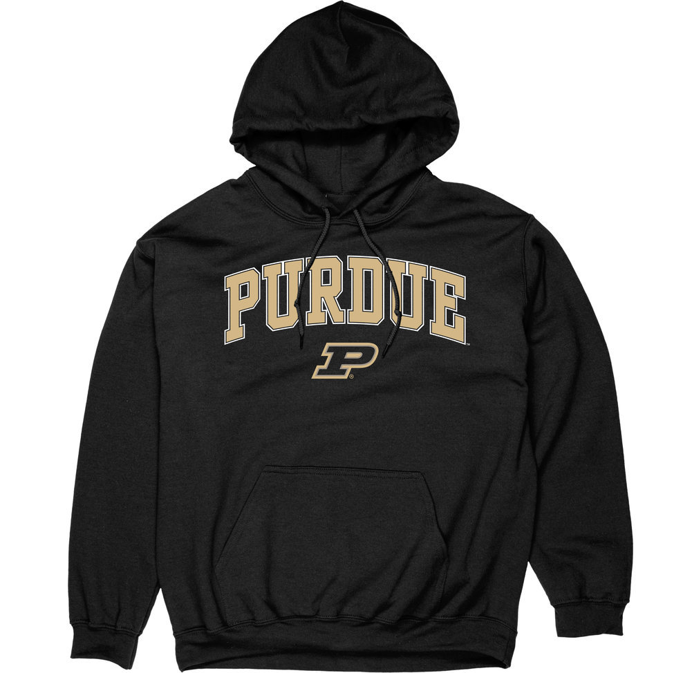 Purdue Boilermakers Hooded Sweatshirt Varsity Black Arch Over APC02942393*