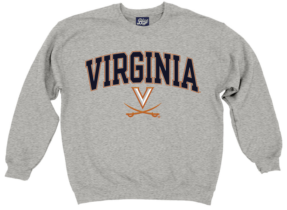 Virginia Cavaliers Crewneck Sweatshirt Varsity Charcoal Arch Over Image a