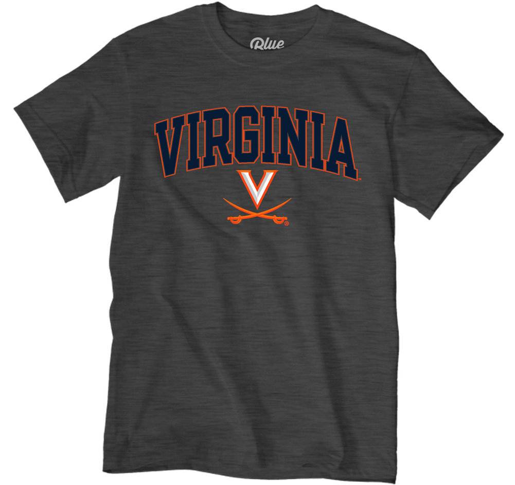 Virginia Cavaliers Tshirt Varsity Charcoal Arch Over Image a