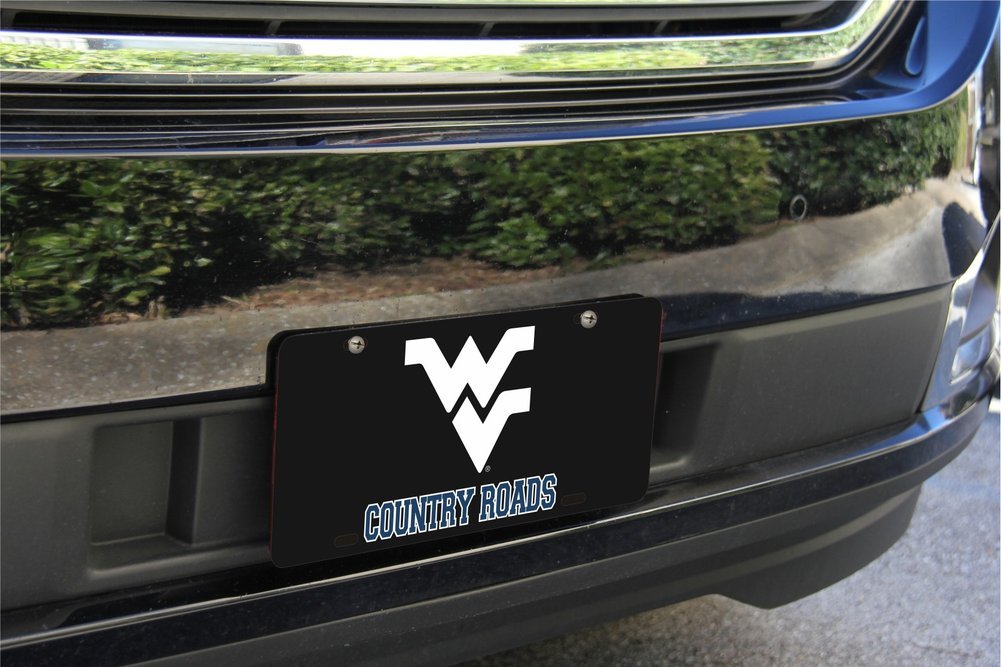 West Virginia Mountaineers License Plate Black Image a