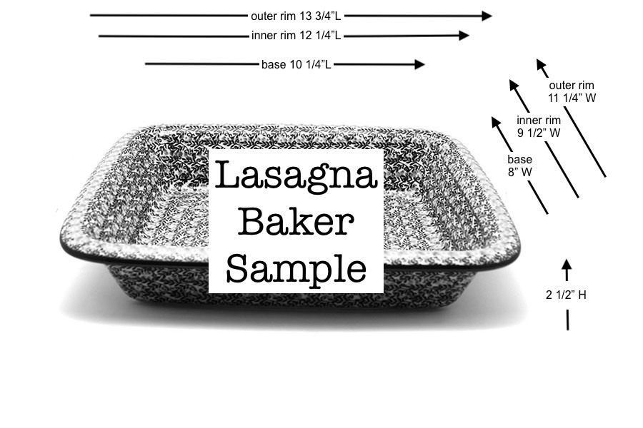 Polish Pottery Baker - Lasagna - Forget-Me-Knot Image a