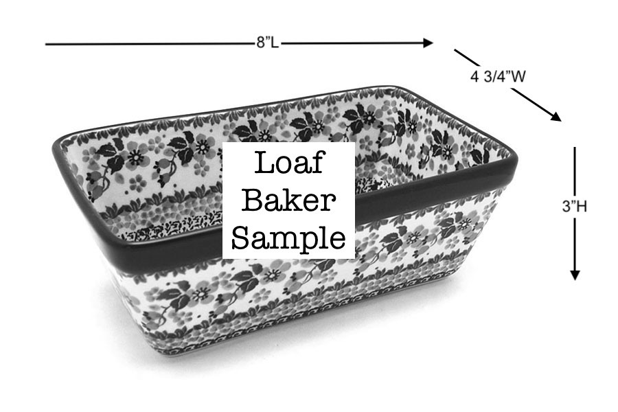 Polish Pottery Baker - Loaf Dish - Tulip Trellis Image a