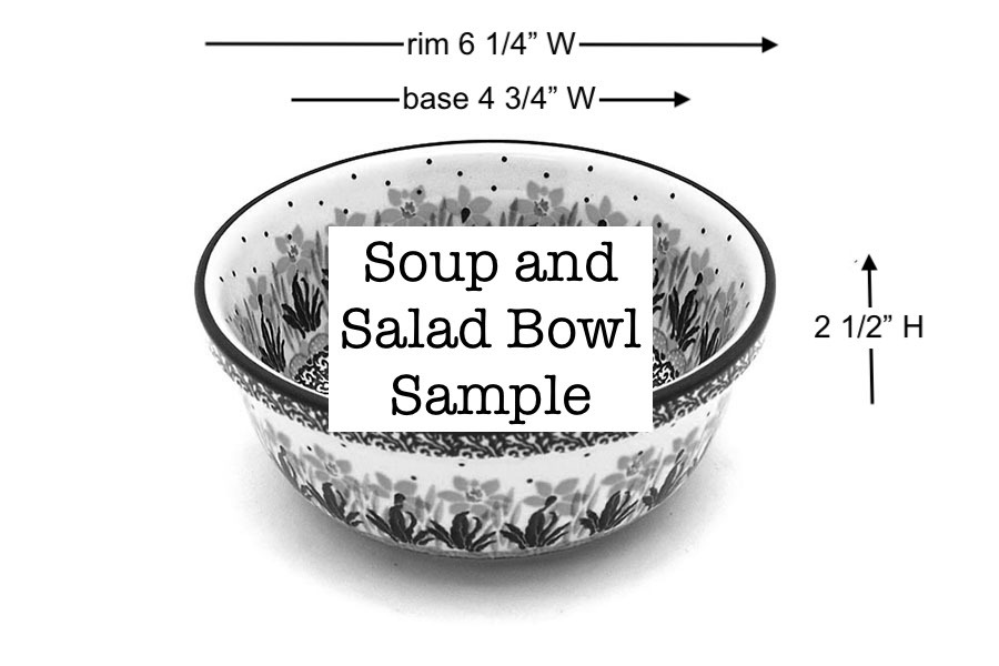 Polish Pottery Bowl - Soup and Salad - Crimson Bells Image a