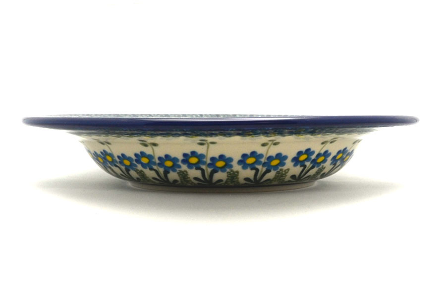 Polish Pottery Bowl - Soup/Pasta - Blue Spring Daisy Image a