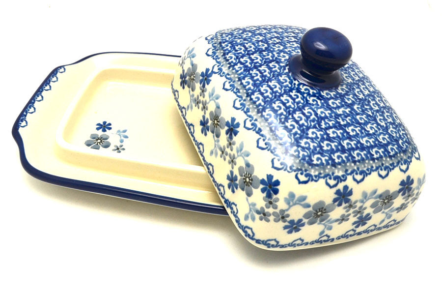 Polish Pottery Butter Dish - Blue Horizon Image a