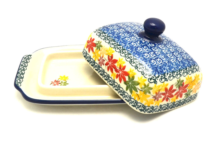 Polish Pottery Butter Dish - Maple Harvest Image a