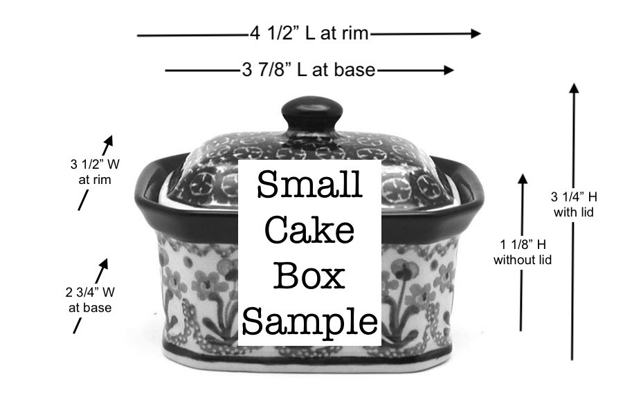 Polish Pottery Cake Box - Small - Paw Prints Image a