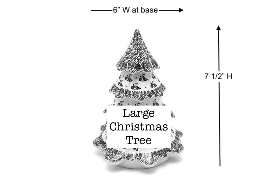 Polish Pottery Christmas Tree - Large (7 1/2") - Holly Berry Image a