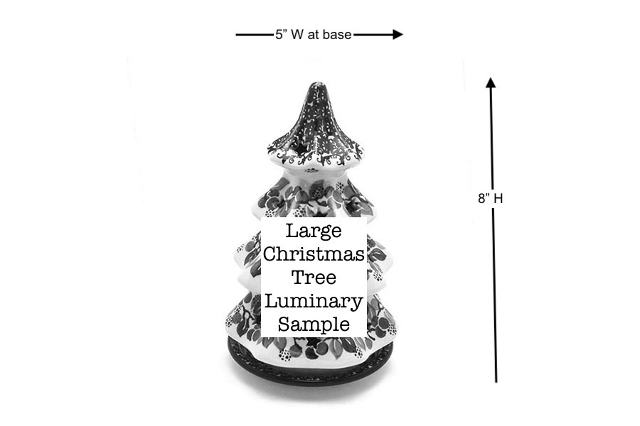 Polish Pottery Christmas Tree Luminarz - Large (8") - Huckleberry Image a