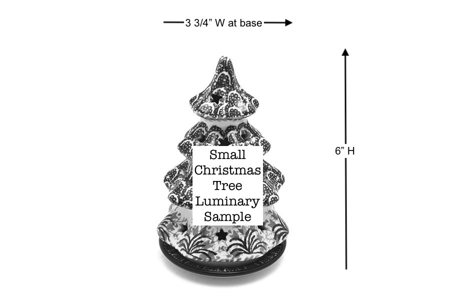Polish Pottery Christmas Tree Luminarz - Small (6") - Huckleberry Image a