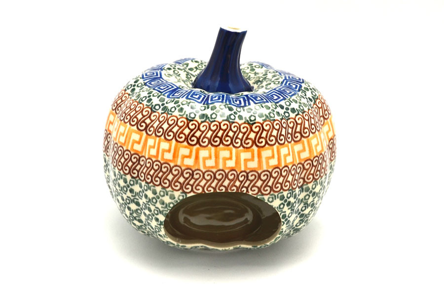 Polish Pottery Jack-o-lantern - Small - Autumn Image a