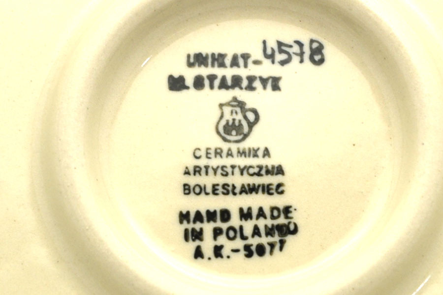 Polish Pottery Loop Handle Bowl - Unikat Signature U4578 Image a