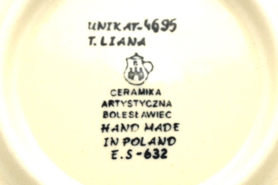 Polish Pottery Loop Handle Bowl - Unikat Signature U4695 Image a
