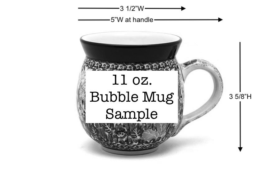 Polish Pottery Mug - 11 oz. Bubble - Forget-Me-Knot Image a