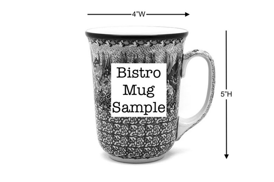 Polish Pottery Mug - 16 oz. Bistro - Winter Viola Image a