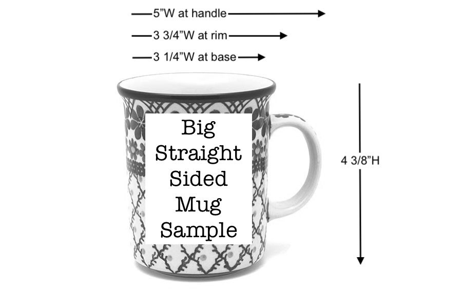 Polish Pottery Mug - Big Straight Sided - Maraschino Image a