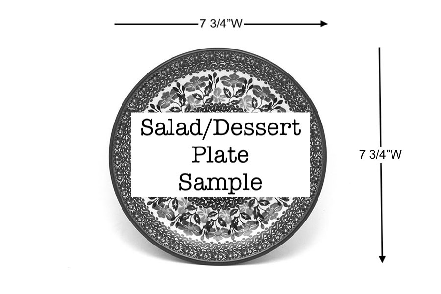 Polish Pottery Plate - Salad/Dessert (7 3/4") - Blue Spring Daisy Image a