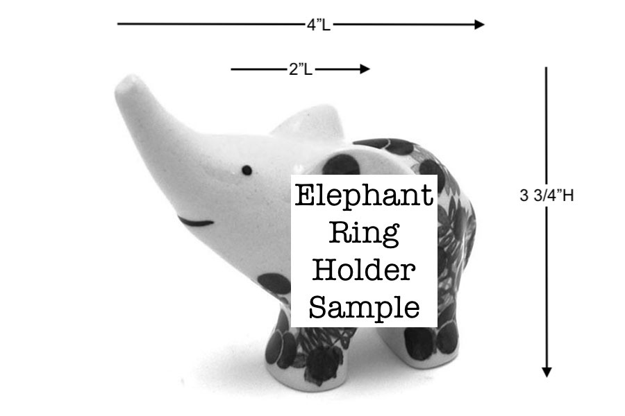 Polish Pottery Ring Holder - Elephant - Garden Party Image a