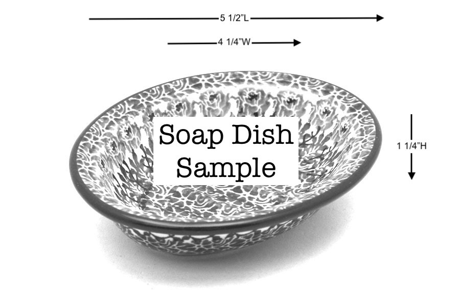 Polish Pottery Soap Dish - Flax Flower Image a