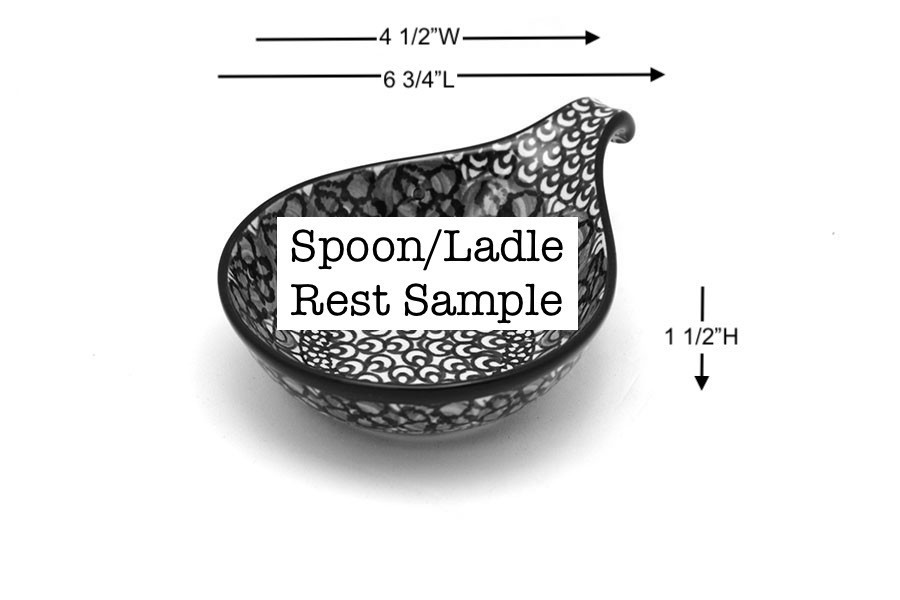 Polish Pottery Spoon/Ladle Rest  - Silver Lace Image a