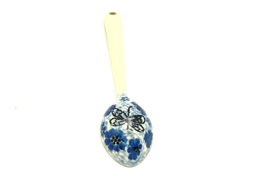Polish Pottery Spoon - Medium - Hidden Dragonfly Image a