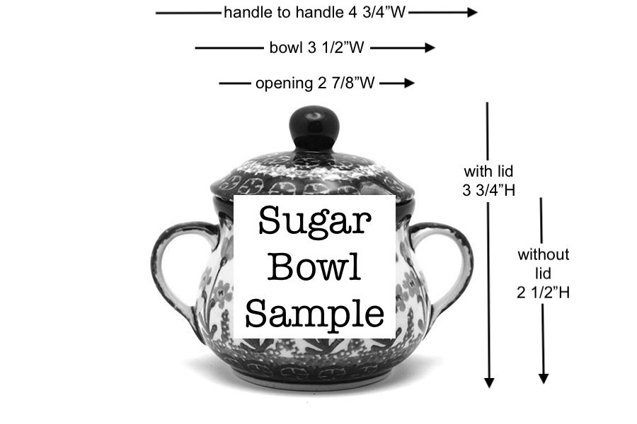 Polish Pottery Sugar Bowl - Forget-Me-Knot Image a