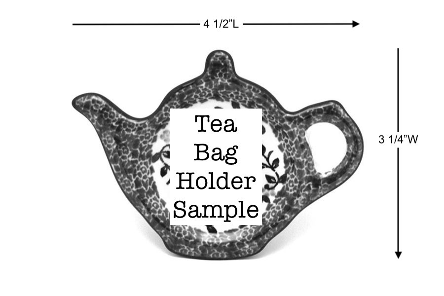Polish Pottery Tea Bag Holder - Blue Spring Daisy Image a