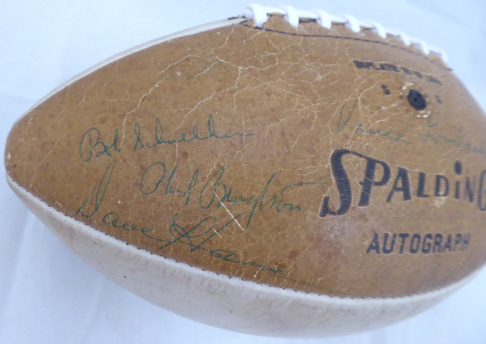 Vince Lombardi Autographed Signed 1966-67 Green Bay Packers Super Bowl I Championship Team Football With 21 Signatures Including & Bart Starr Beckett Beckett Image a