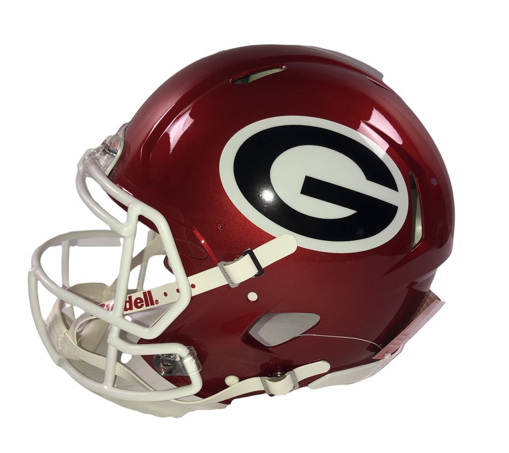 2021 National Champions Team Autographed Signed Georgia Bulldogs Riddell FLASH Speed Replica Helmet with 9 Sigs - Beckett QR Authentic Image a