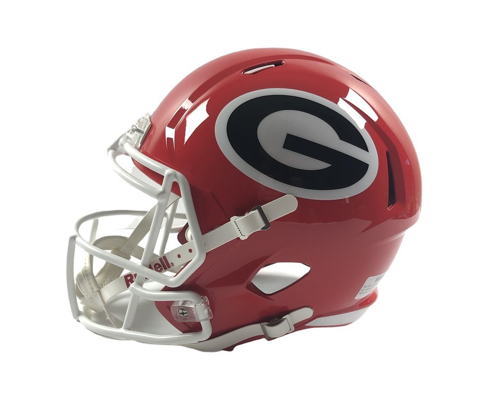 2021 National Champions Team Autographed Signed Georgia Bulldogs Riddell Speed Replica Helmet with 8 Sigs - Beckett QR Authentic Image a