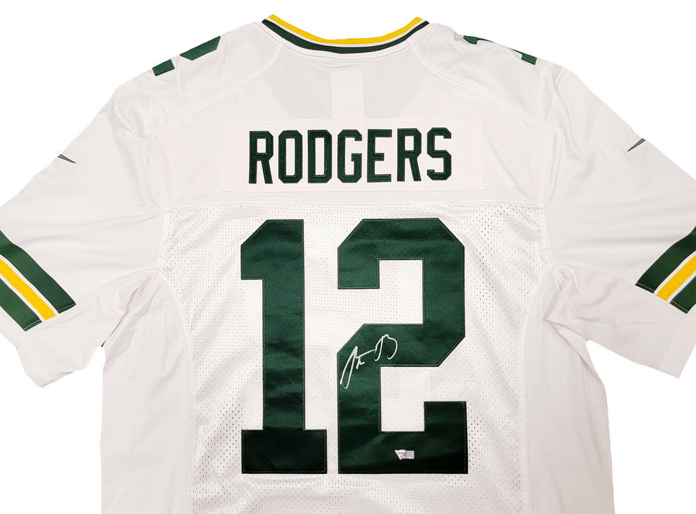 Green Bay Packers Aaron Rodgers Autographed White Nike Twill Limited Jersey Size L Fanatics Holo